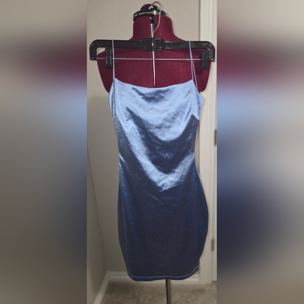 Windsor Blue Spaghetti Strap Slip Dress for Cocktail Events